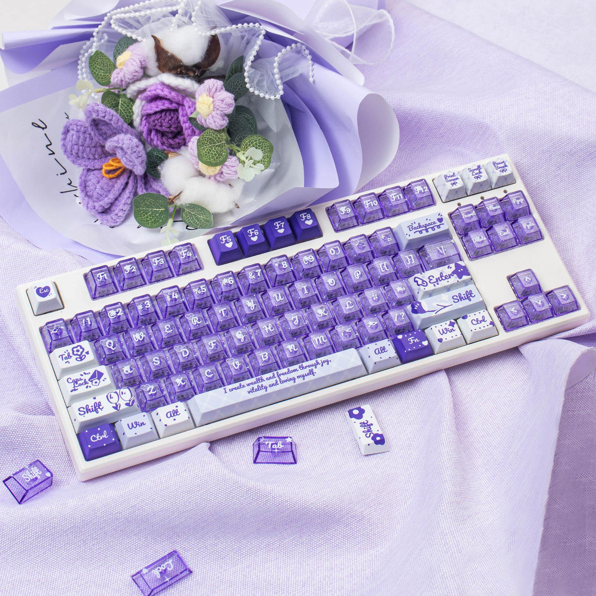 Summer Flower Field - PBT & PC  - ANSI Keycap Set - Cherry Profile