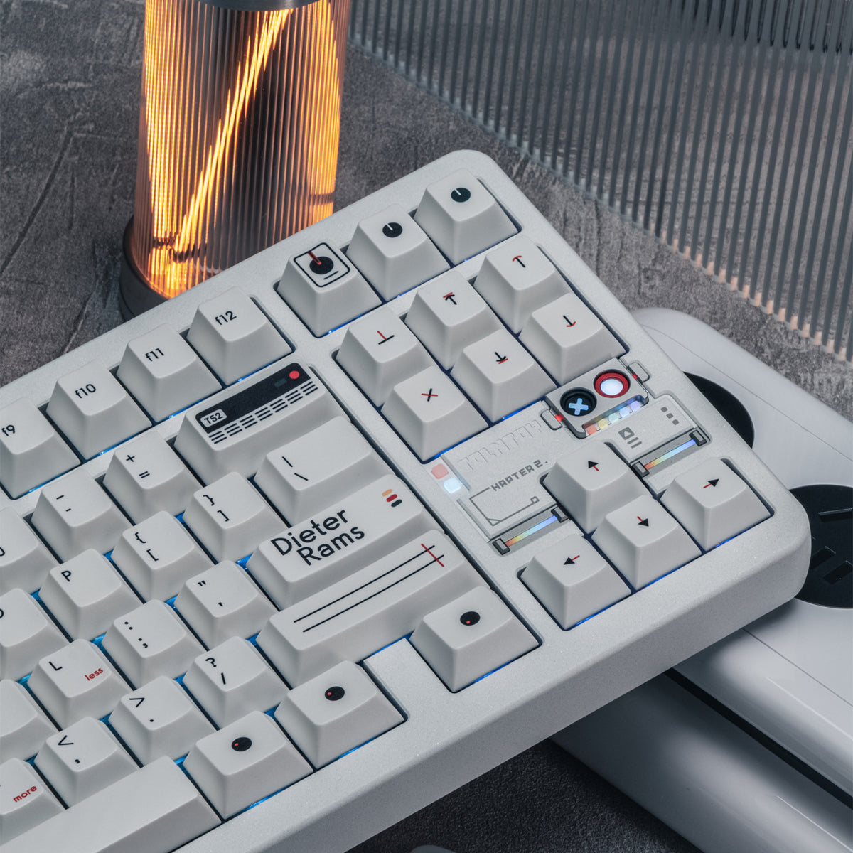 White Dieters Instrument Panel - PBT - ANSI Keycap Set - Cherry Profile