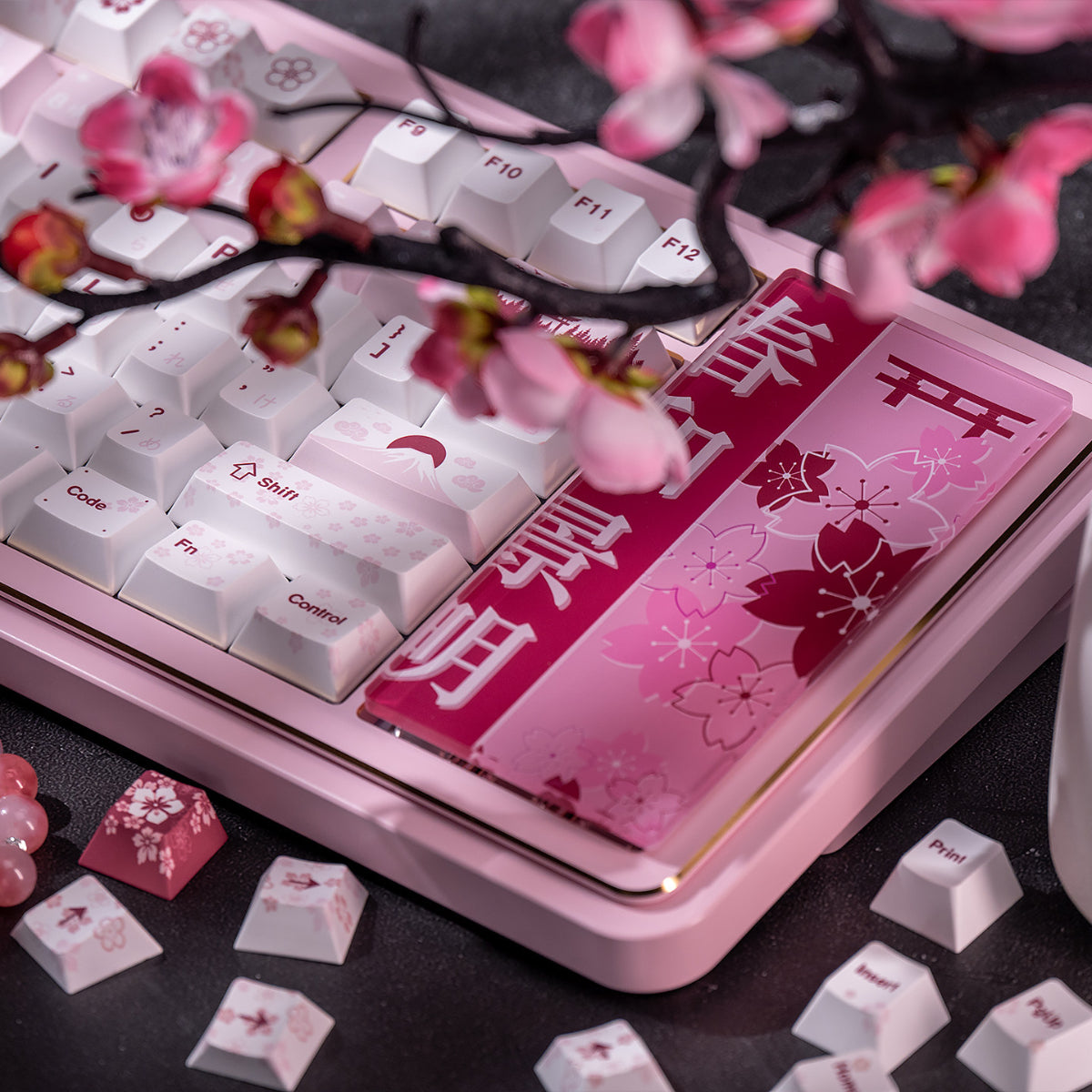 Mint Pink Spring- PBT - ANSI Keycap Set - Cherry Profile