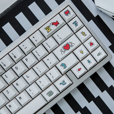 White Graffiti - PBT - ANSI Keycap Set - Cherry Profile