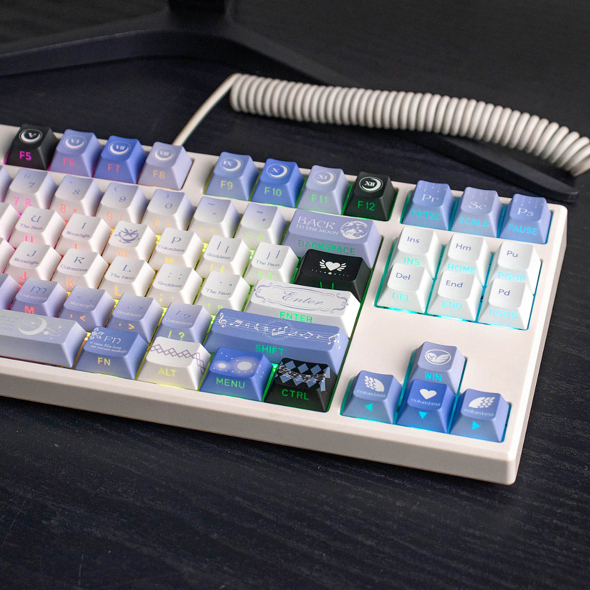 Moon Maiden Side‑Lit - PBT - ISO/ANSI Keycap Set - Cherry Profile