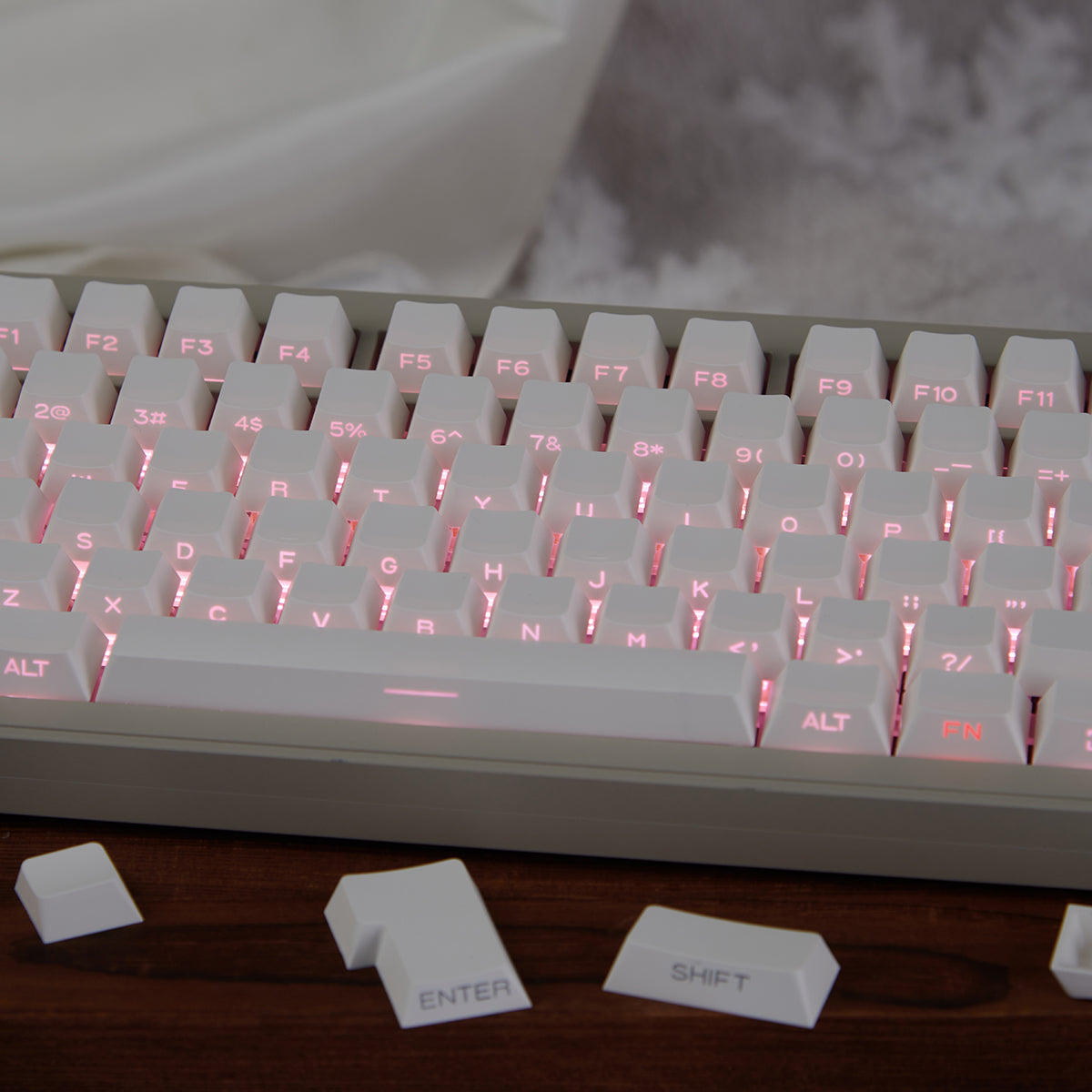 Juego de teclas PBT ISO/ANSI con grabado lateral, blanco y negro, 131 teclas