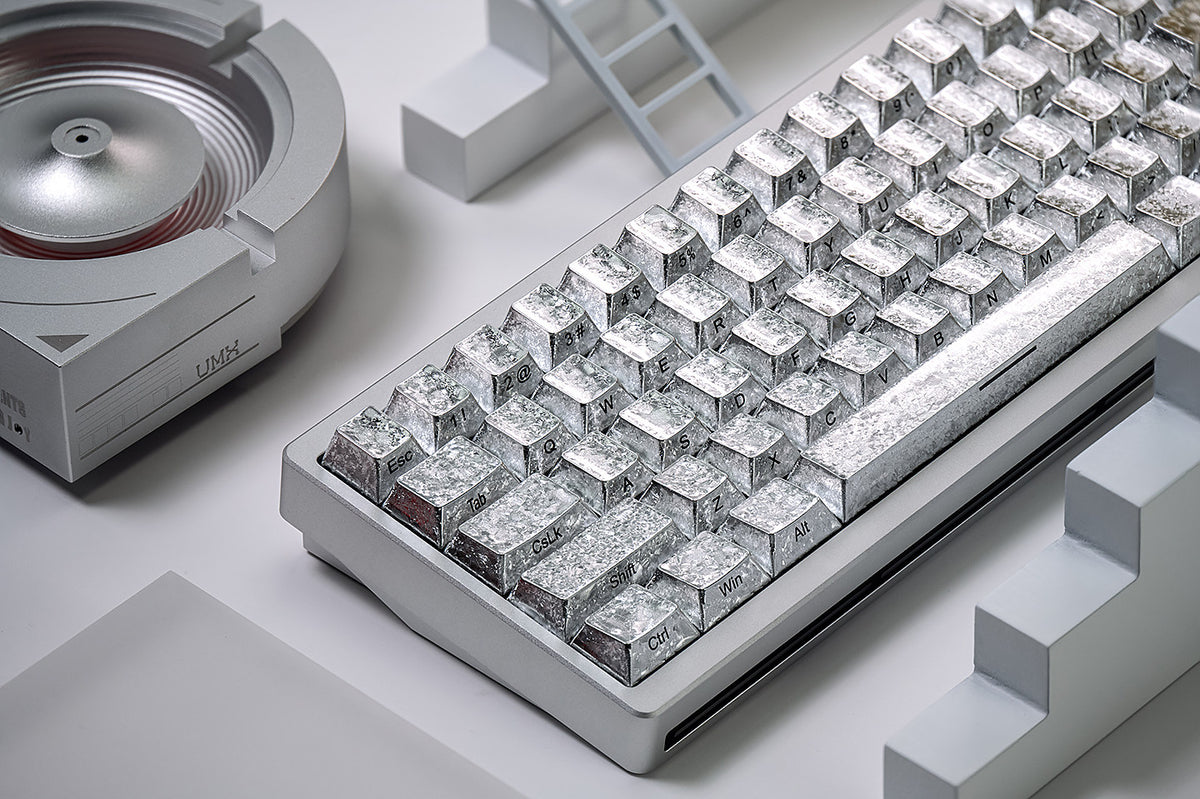 Frosted Silver Cracked Side-Print - ANSI Keycap Set - Cherry Profile