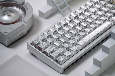Frosted Silver Cracked Side-Print - ANSI Keycap Set - Cherry Profile
