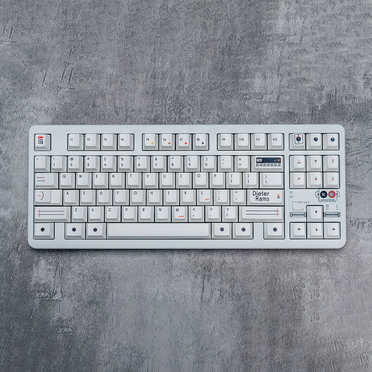 White Dieters Instrument Panel - PBT - ANSI Keycap Set - Cherry Profile