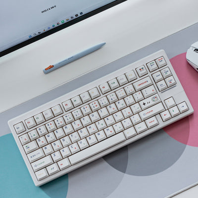 White Retro Gaming - PBT - ANSI Keycap Set - Cherry Profile
