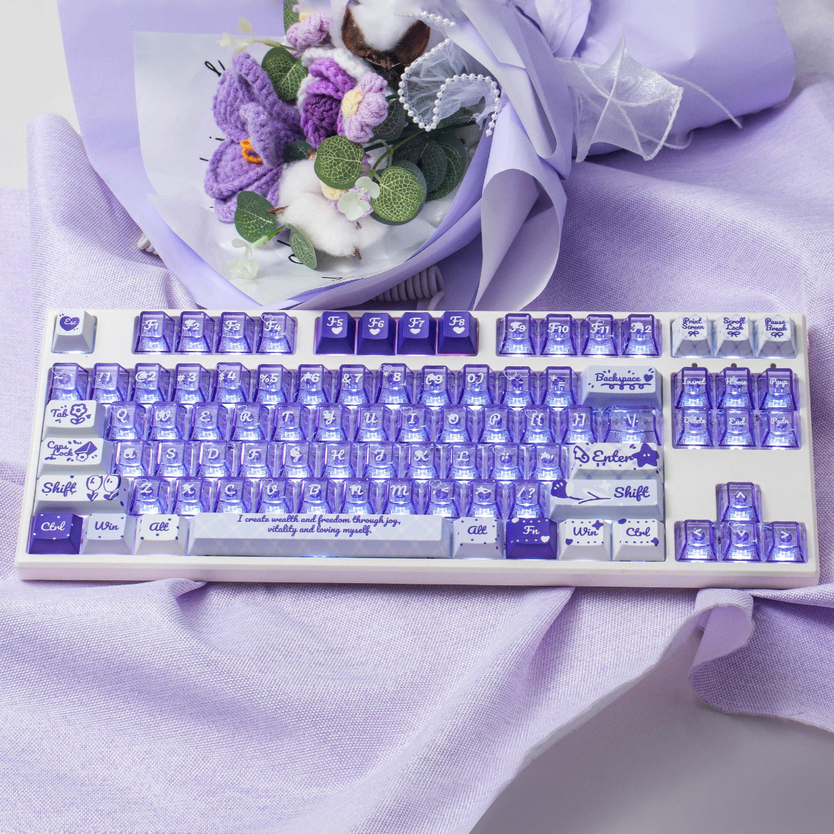Summer Flower Field - PBT & PC  - ANSI Keycap Set - Cherry Profile
