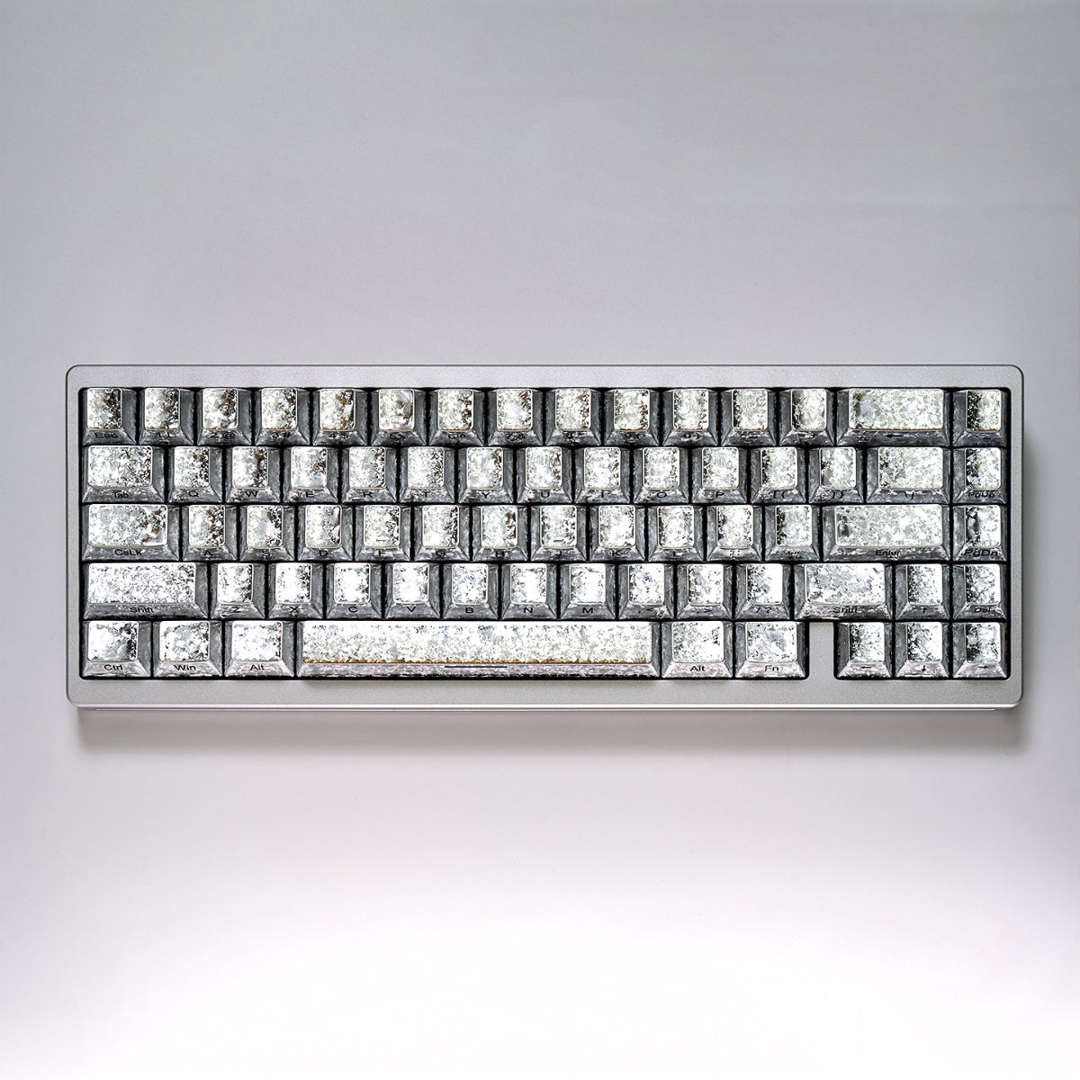 Frosted Silver Cracked Side-Print - ANSI Keycap Set - Cherry Profile