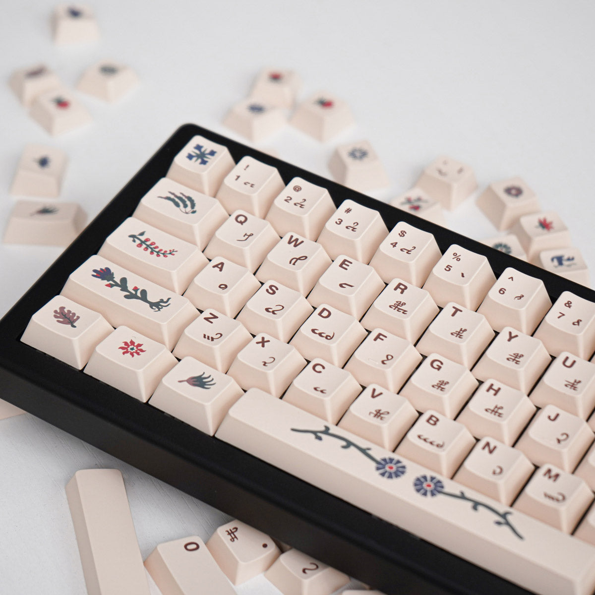 Manuscrito Voynich: Juego de teclas PBT ANSI/ISO de 135 teclas con perfil de cerezo