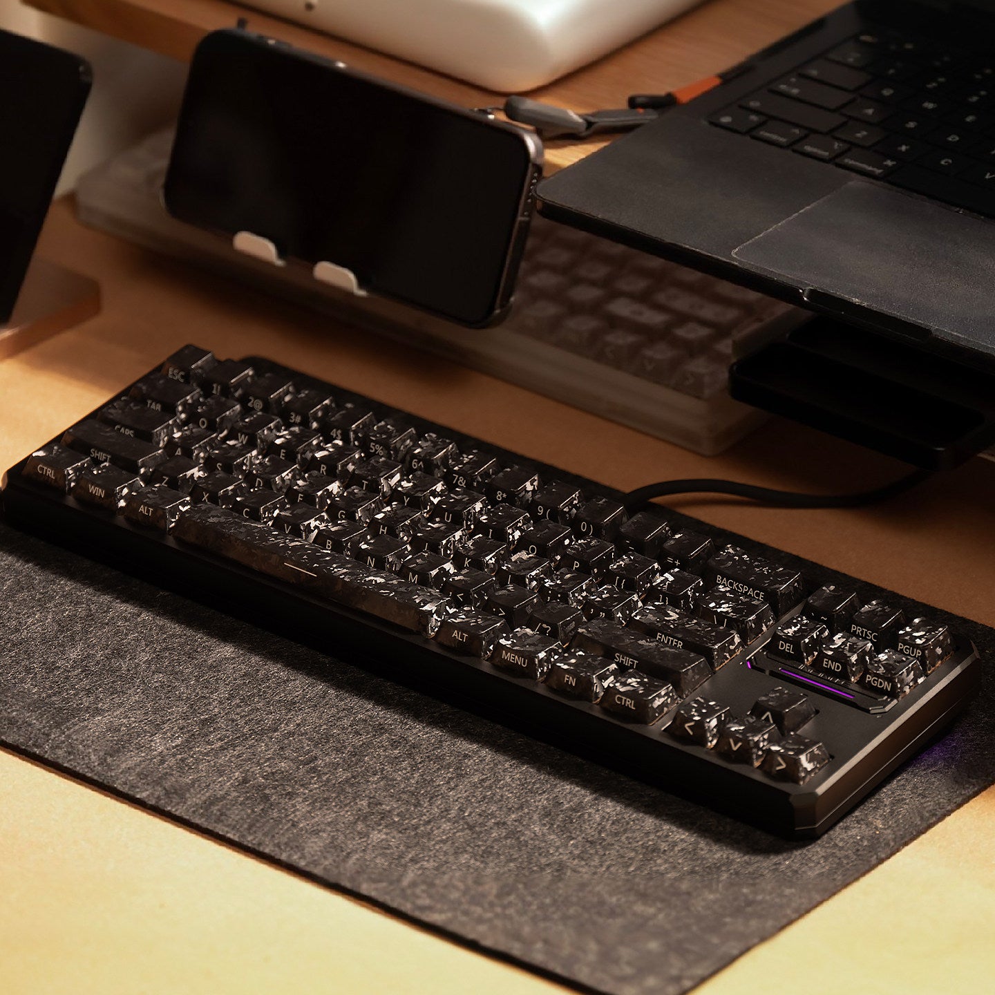 Black & White Carbon Texture Side-Print - ANSI Keycap Set - Cherry Profile