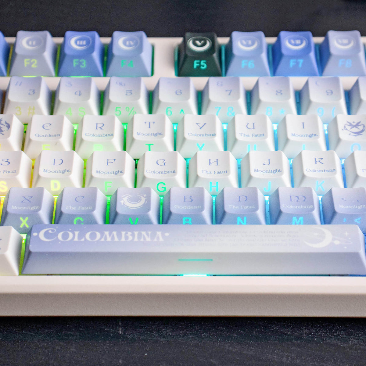 Moon Maiden Side‑Lit - PBT - ISO/ANSI Keycap Set - Cherry Profile