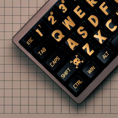 Black Gold Bold Font  - Metallic Matte PBT - ANSI Keycap Set - Cherry Profile