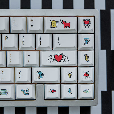White Graffiti - PBT - ANSI Keycap Set - Cherry Profile