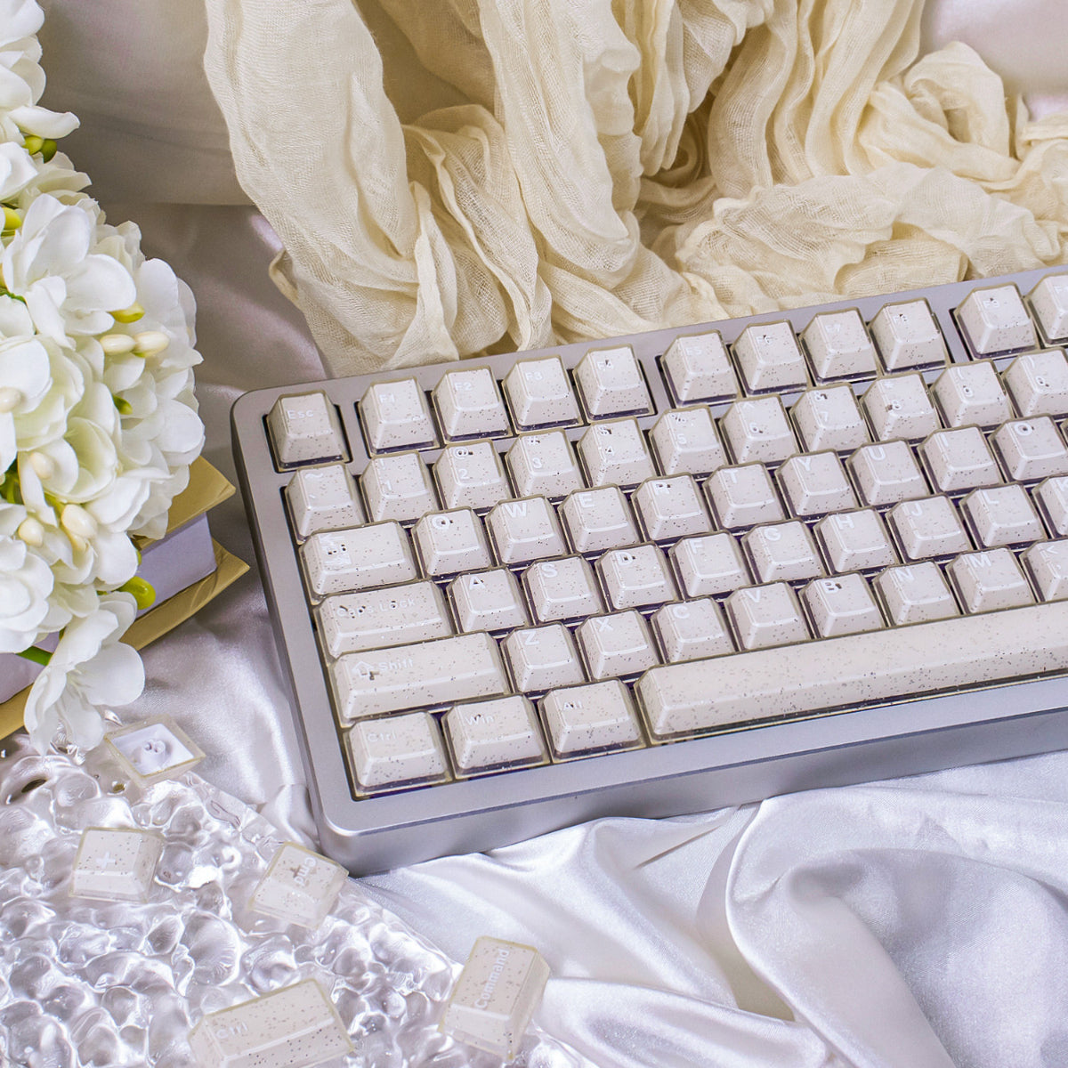 Glitter Jade Transparent - ISO/ANSI Keycap Set - Cherry Profile