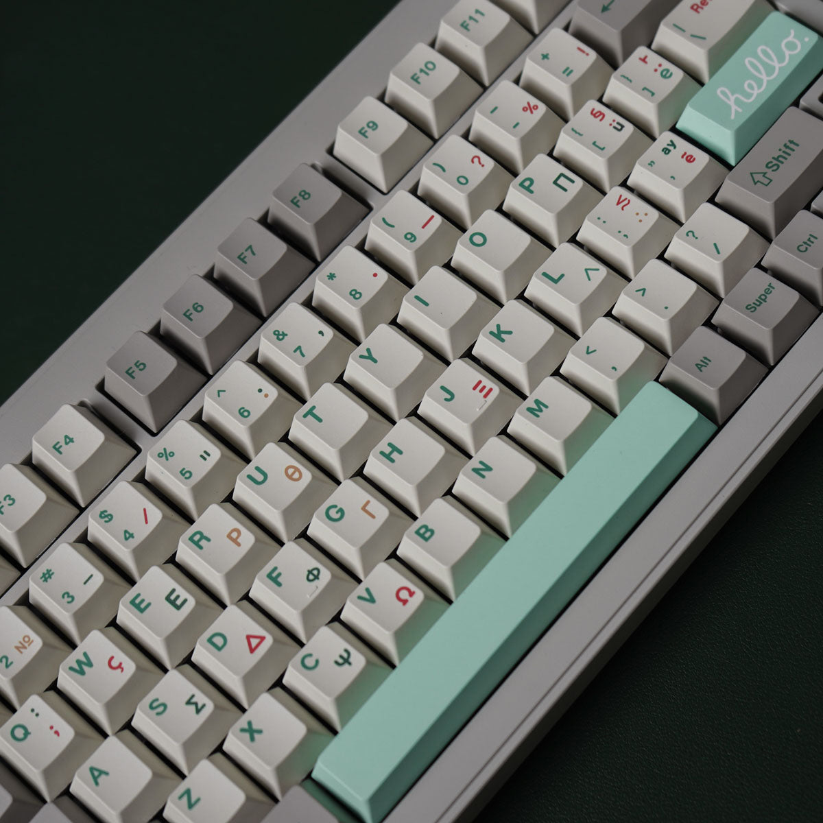 Vintage Green Greek – 147-Key PBT Cherry Profile ANSI Keycap Set