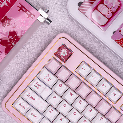 Mint Pink Spring- PBT - ANSI Keycap Set - Cherry Profile