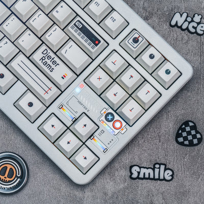 White Dieters Instrument Panel - PBT - ANSI Keycap Set - Cherry Profile