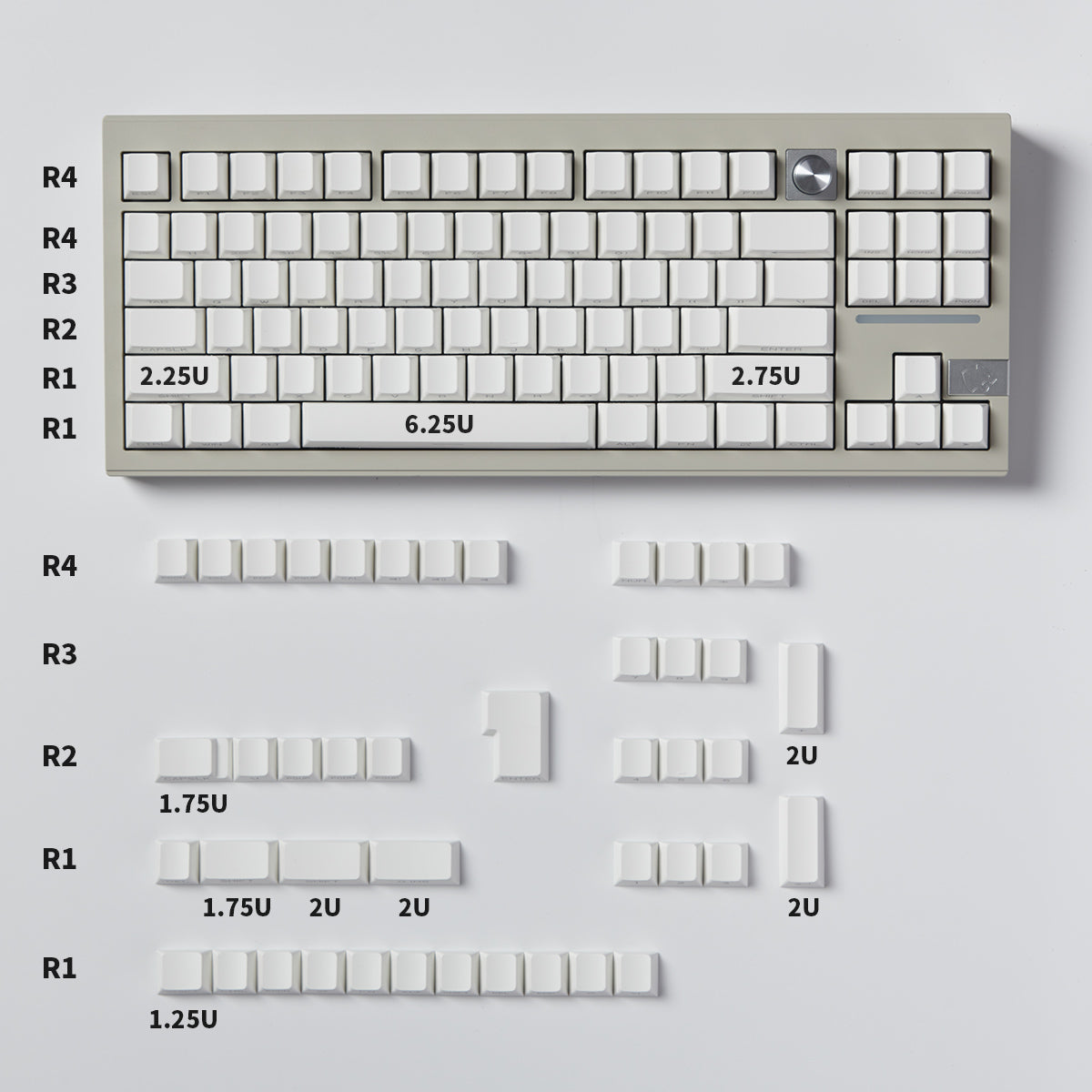 Weiß und Schwarz – 131-Tasten-ISO/ANSI-PBT-Tastenkappensatz mit seitlicher Gravur