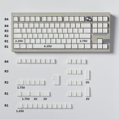 White & Black - 131-Key ISO/ANSI PBT Side-Engraved Keycap Set