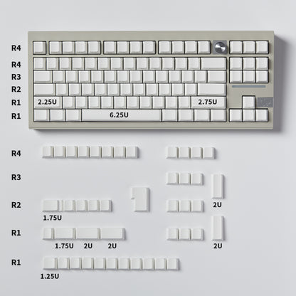 Weiß und Schwarz – 131-Tasten-ISO/ANSI-PBT-Tastenkappensatz mit seitlicher Gravur