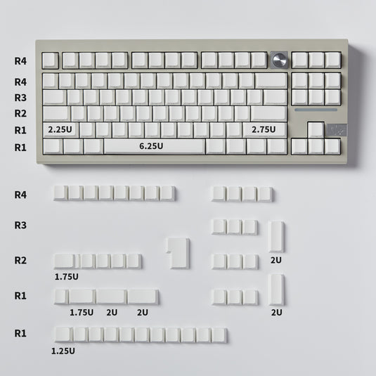 White & Black - 131-Key ISO/ANSI PBT Side-Engraved Keycap Set