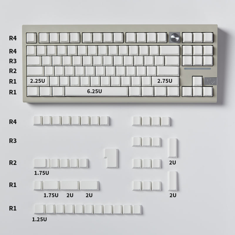 White & Black - 131-Key ISO/ANSI PBT Side-Engraved Keycap Set – OZO ...