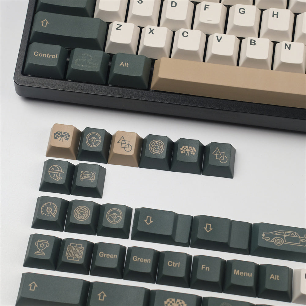 Juego de teclas ANSI/ISO de 143 teclas con perfil de cereza, color verde británico