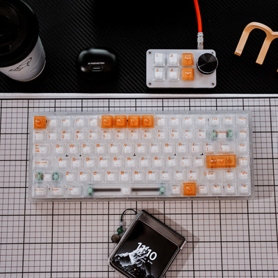 White & Orange Frosted Transparent - ISO/ANSI Keycap Set - Cherry Profile