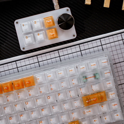 White & Orange Frosted Transparent - ISO/ANSI Keycap Set - Cherry Profile