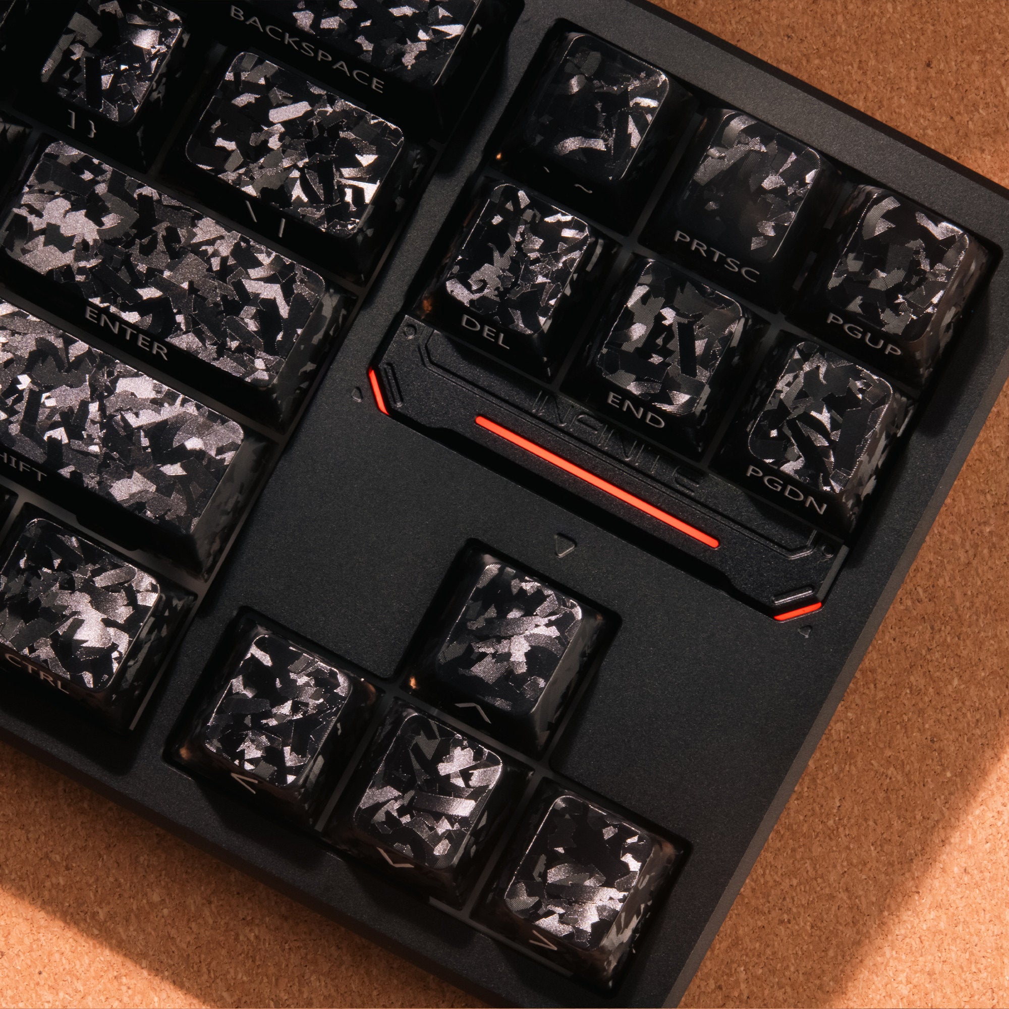 Black & White Carbon Texture Side-Print - ANSI Keycap Set - Cherry Profile