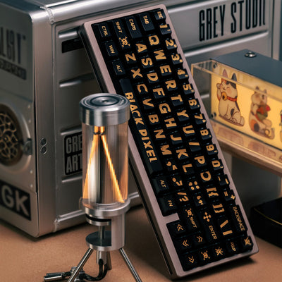 Black Gold Bold Font  - Metallic Matte PBT - ANSI Keycap Set - Cherry Profile