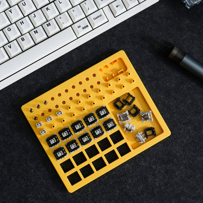 Mechanical Keyboard Switch Assembly Aid – Yellow/Gray/Blue Shaft Plate