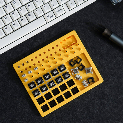 Ayuda para el montaje de interruptores de teclado mecánico: placa de eje amarilla/gris/azul