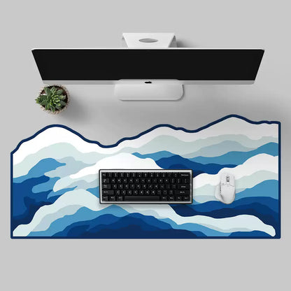 FBB - Wave-Shaped Oversized Mouse Pad – Blue & White
