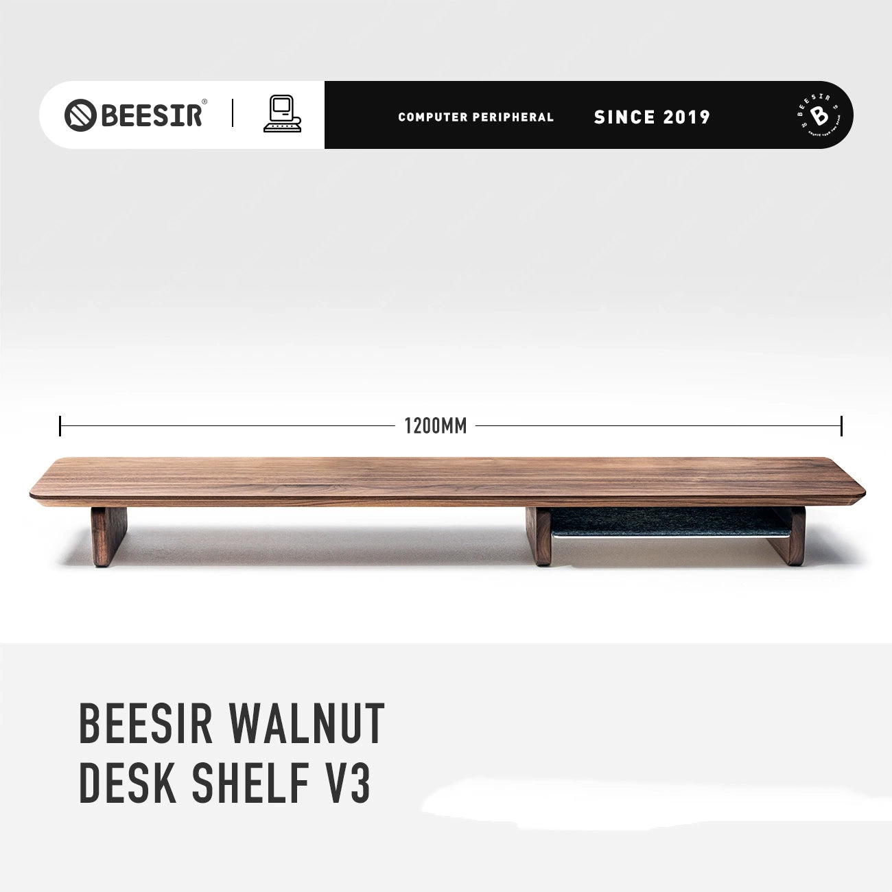 BEESIR - Soporte para monitor de madera maciza (nogal negro y haya) 