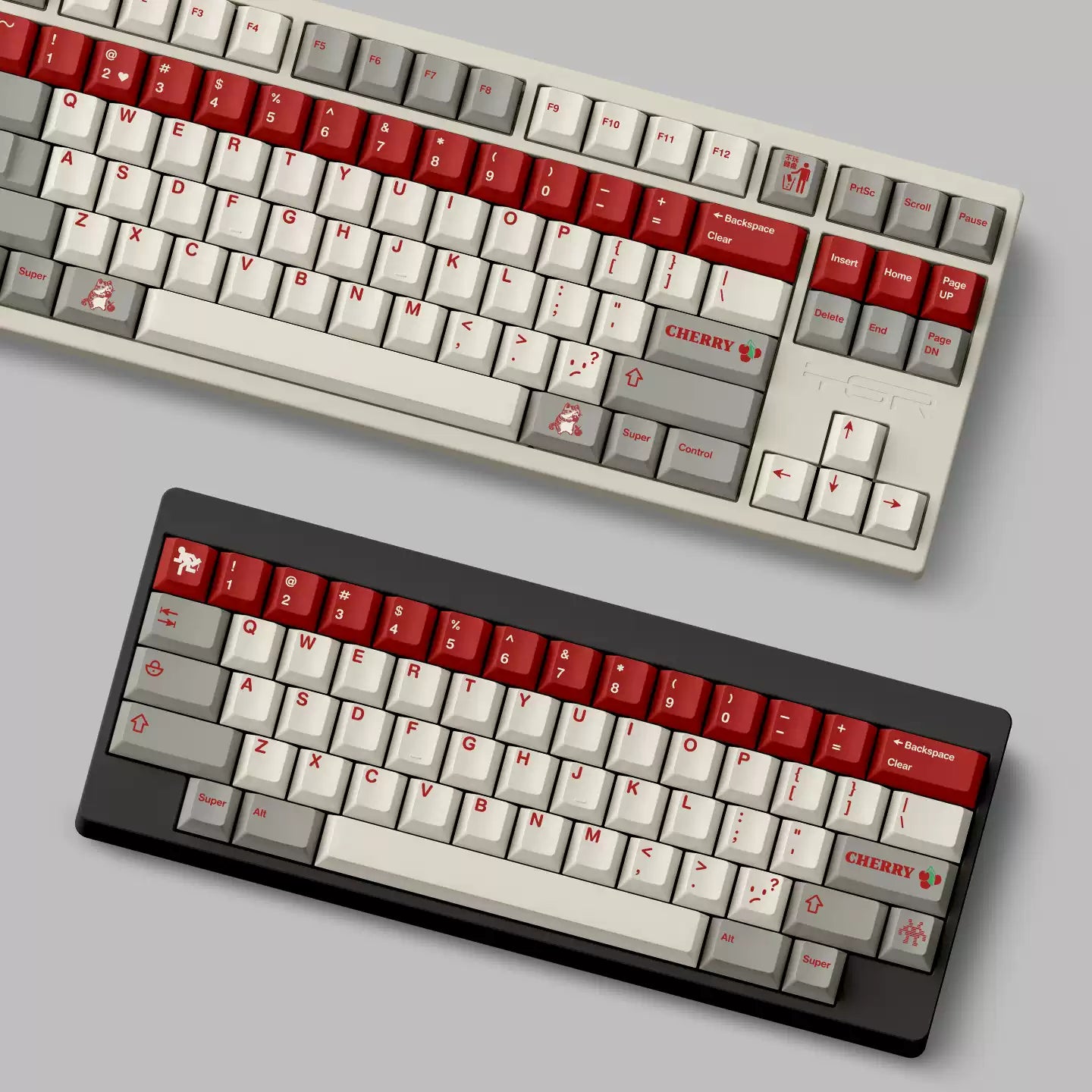 FBB - Retro Red Alert PBT ANSI/ISO Keycap Set – OZO Keyboards