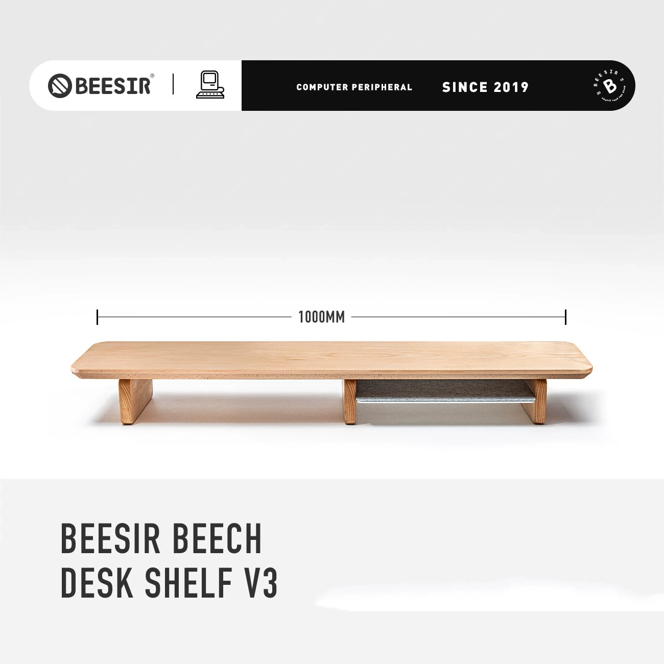 BEESIR - Soporte para monitor de madera maciza (nogal negro y haya) 