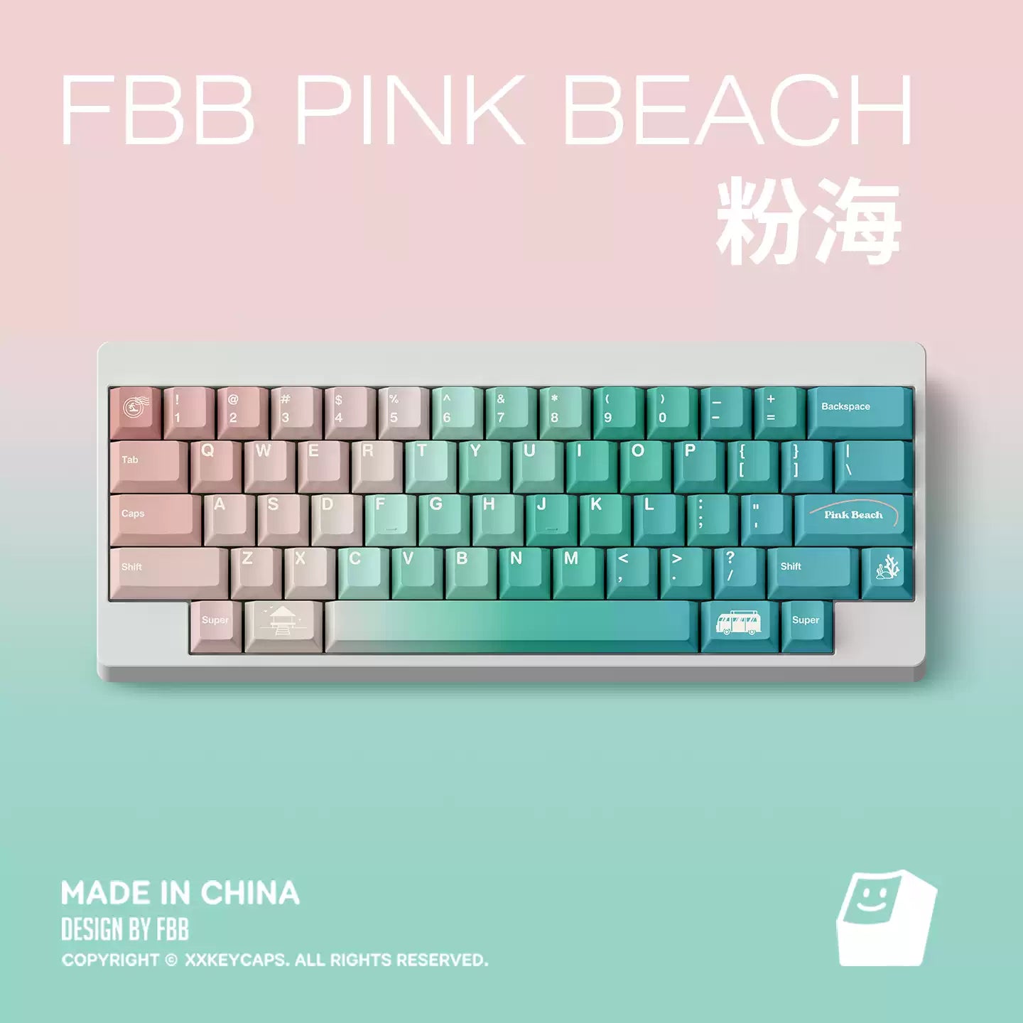 FBB - Pink Ocean PBT Five-Sided ANSI/ISO Keycap Set