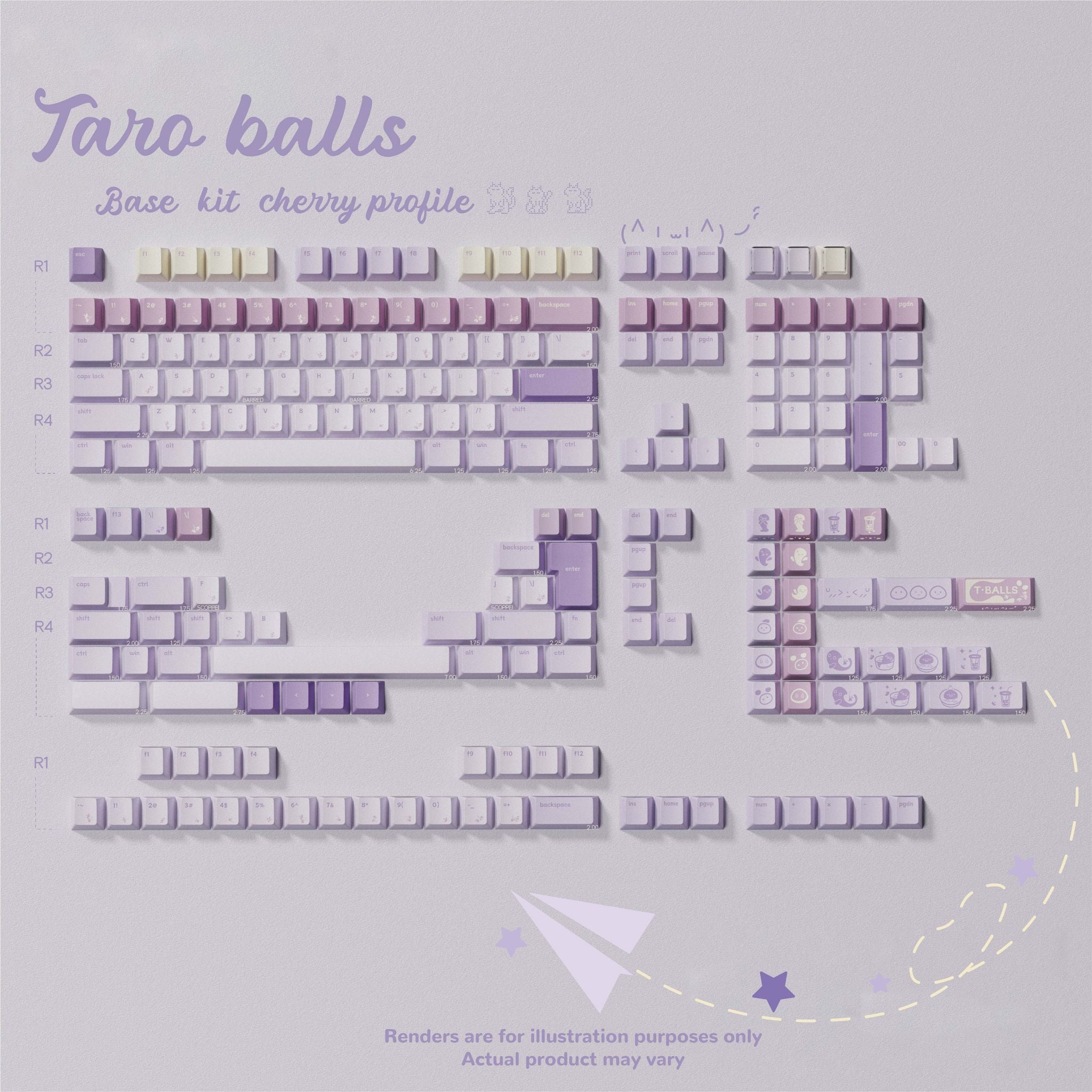 QwertyKeys - Taro Balls Keycap Set Cherry Profile PBT Dye-Sub Keycaps