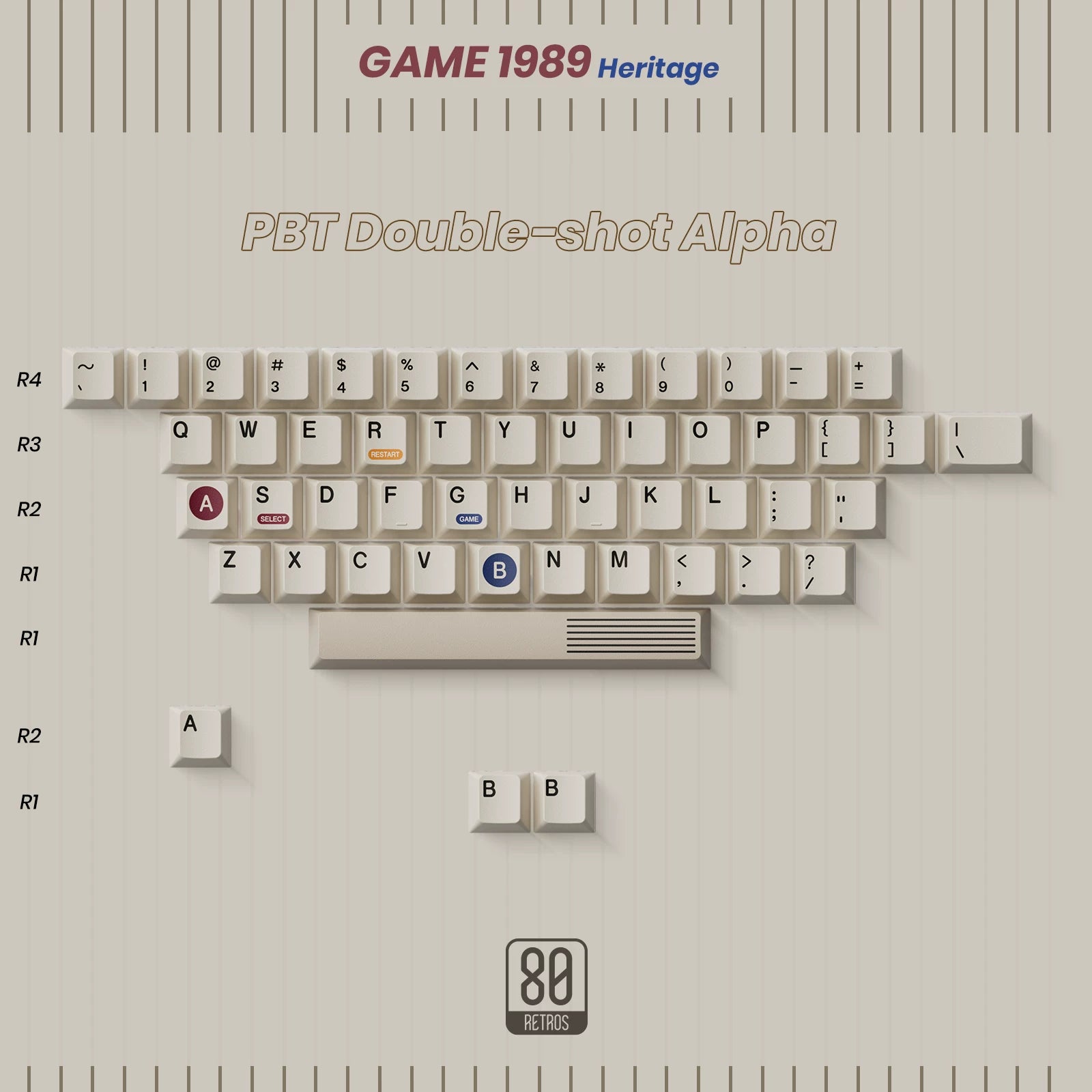 80Retros × Tutkeys Game 1989 PBT Tastenkappenset 