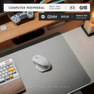 BEESIR - Solid Color Leather-Textured Office Desk Pad