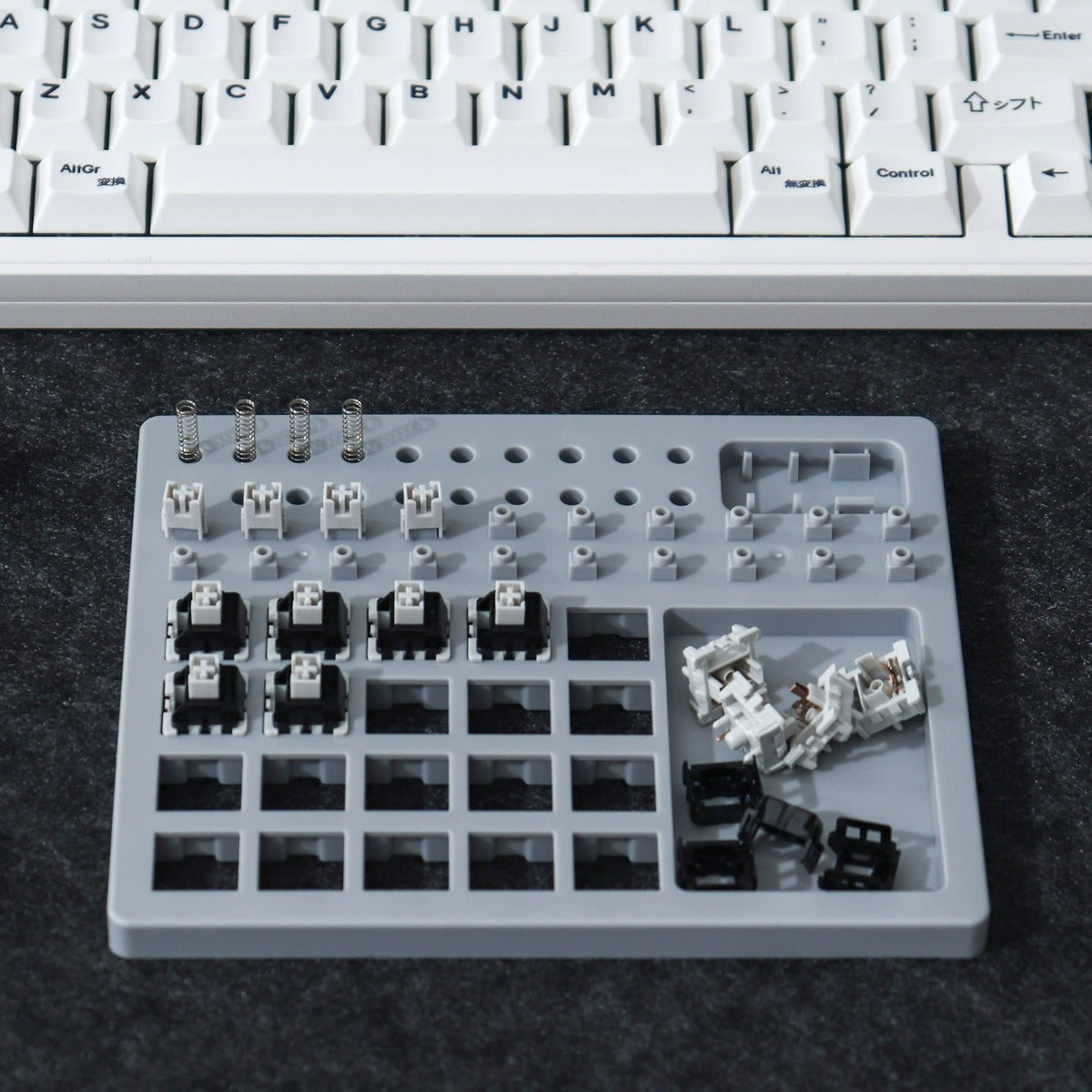 Ayuda para el montaje de interruptores de teclado mecánico: placa de eje amarilla/gris/azul