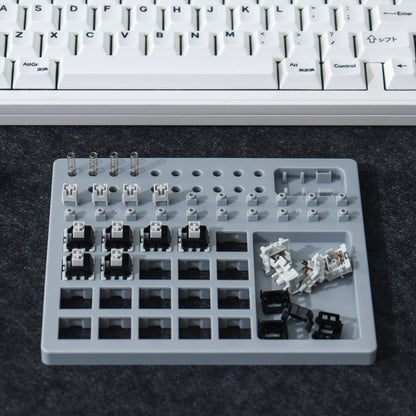 Ayuda para el montaje de interruptores de teclado mecánico: placa de eje amarilla/gris/azul