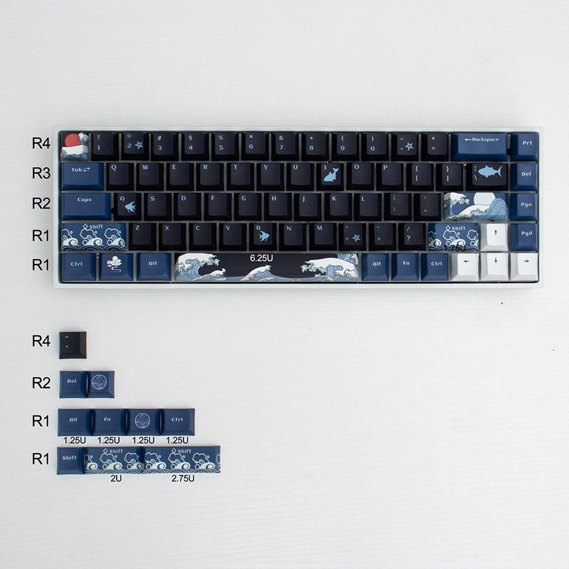 Black Coral Sea (Ukiyo) - 78 Cherry ANSI Keycap Set
