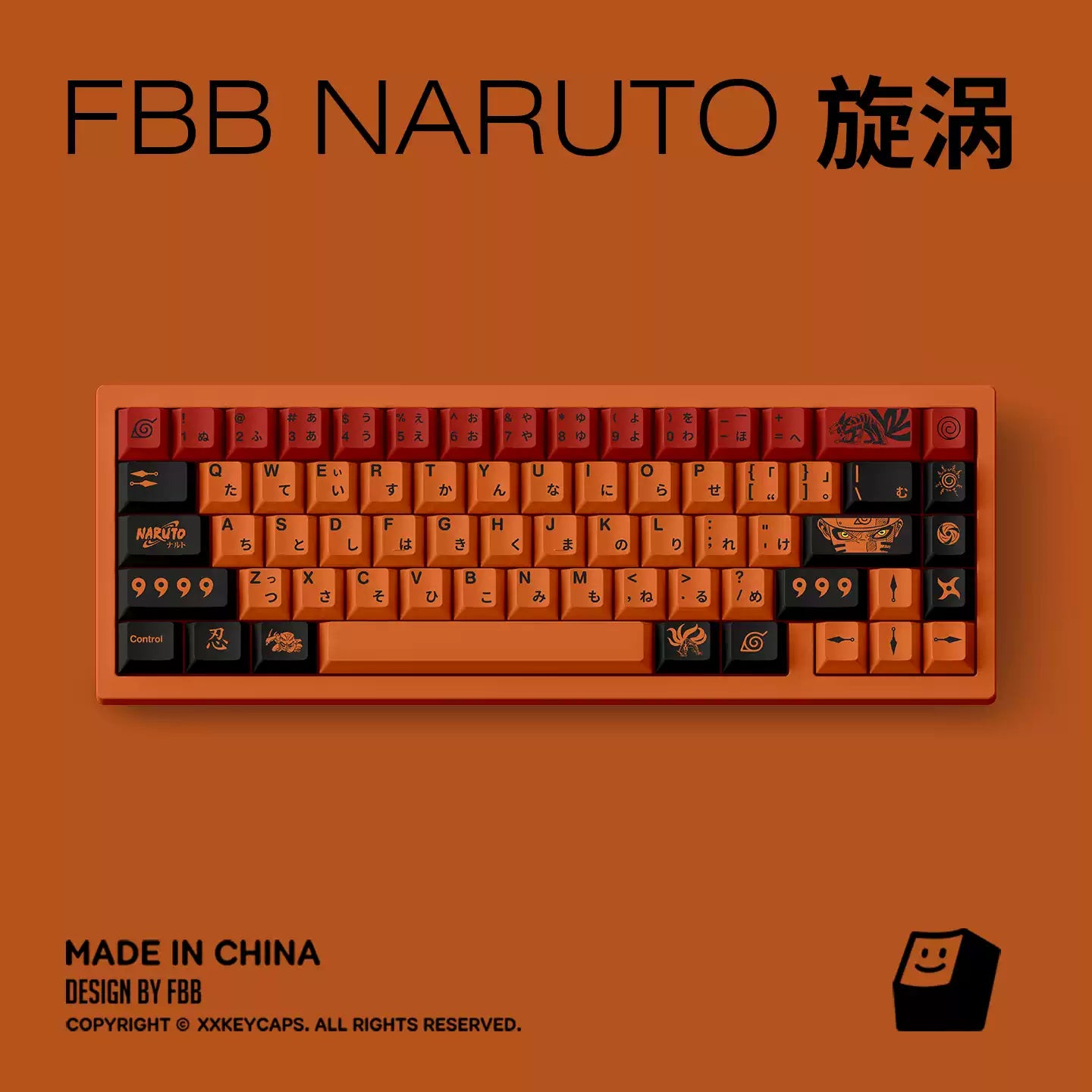 FBB - Uzumaki Naruto PBT Keycap Set – 144-Key ANSI/ISO