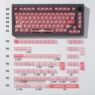 Pink Transparent Keycap Set – Cherry Profile Dye-Sub PBT Keycaps