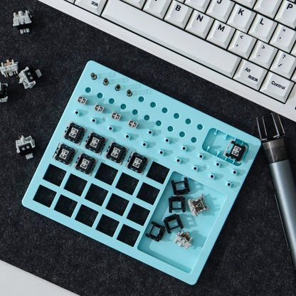 Ayuda para el montaje de interruptores de teclado mecánico: placa de eje amarilla/gris/azul
