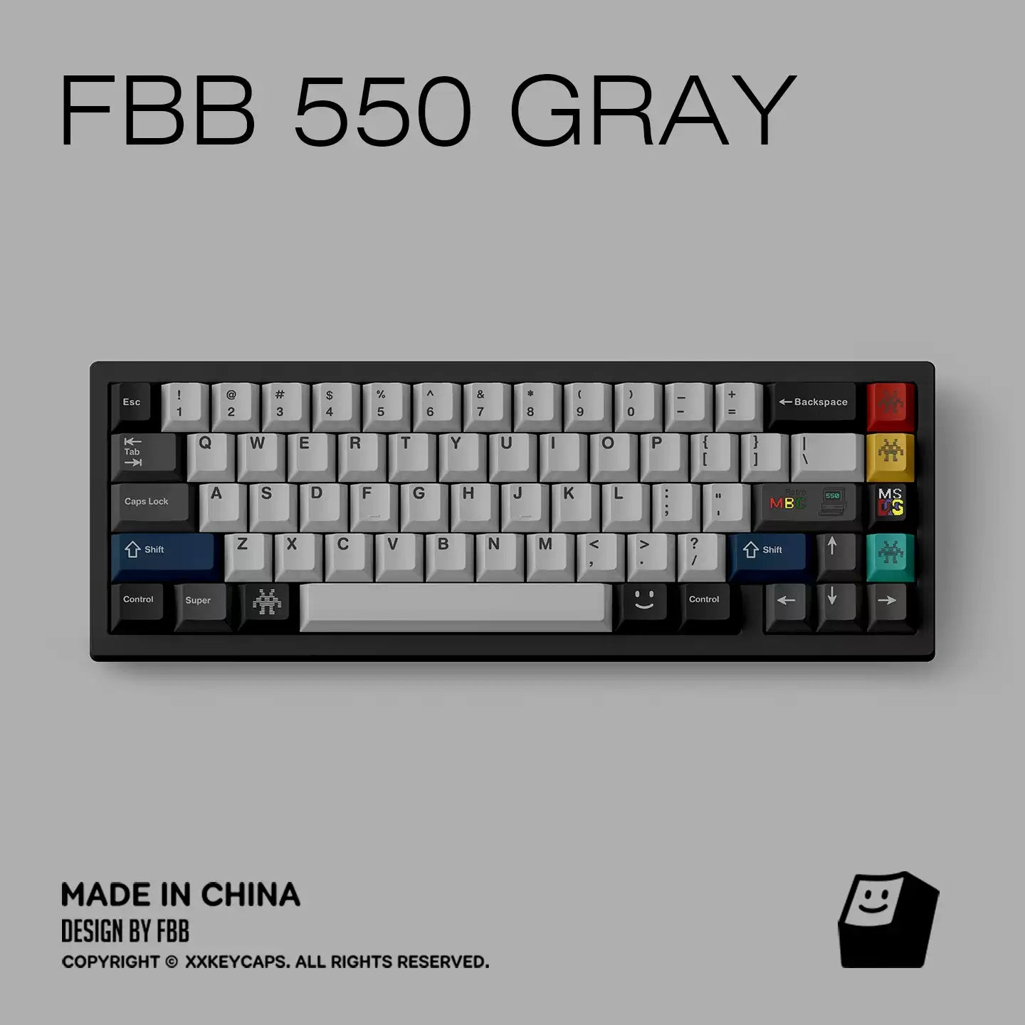 FBB -  550 Gray Retro PBT Keycap Set 145-Key - ANSI/ISO
