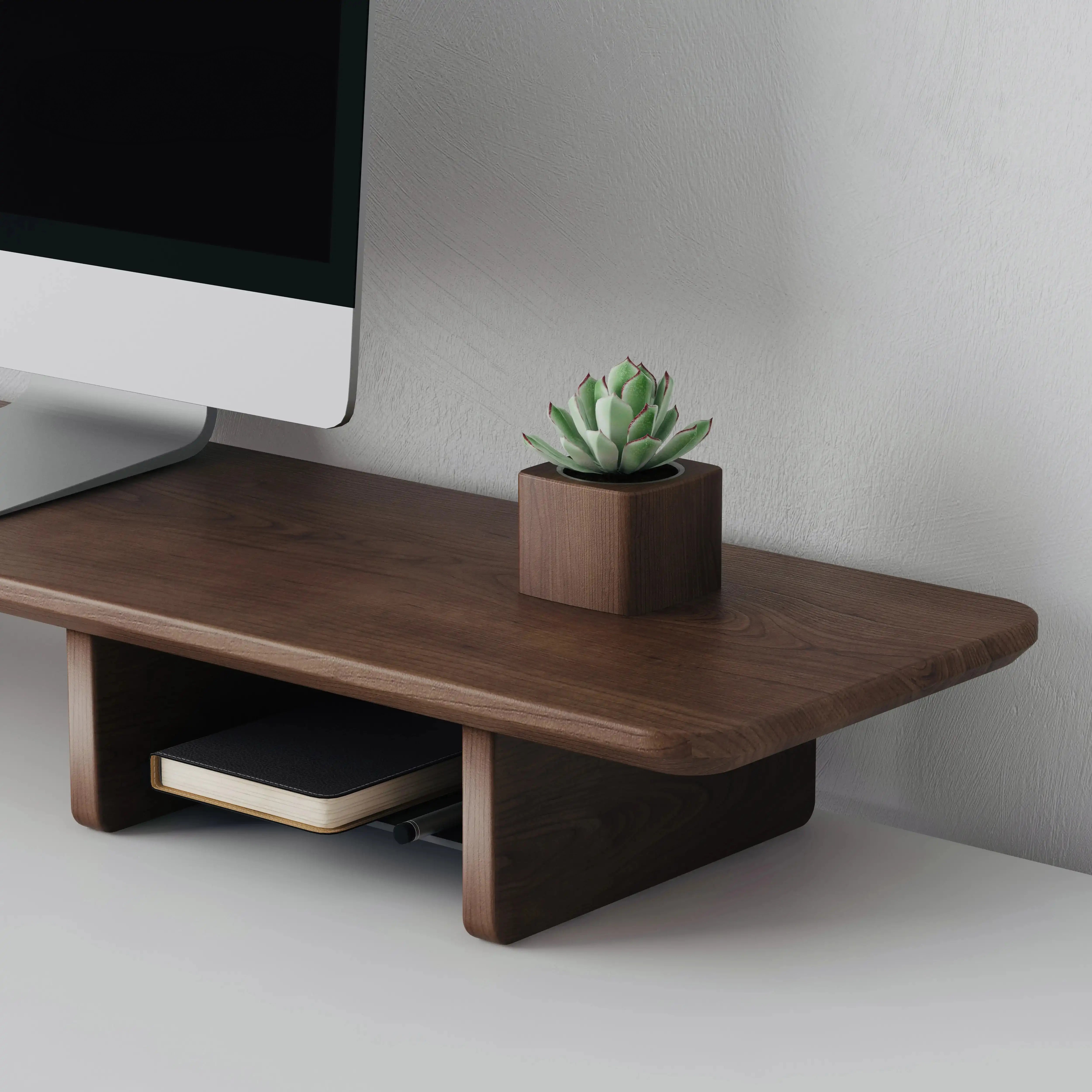 BBS – Black Walnut Wood Heightened Shelf – Desktop Monitor and Laptop Riser