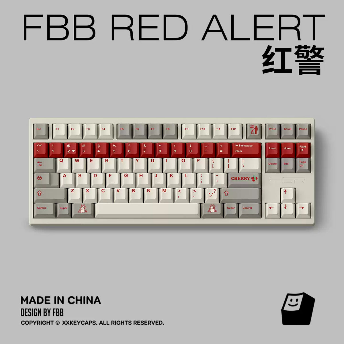 Retro Red Alert PBT ANSI/ISO Keycap Set